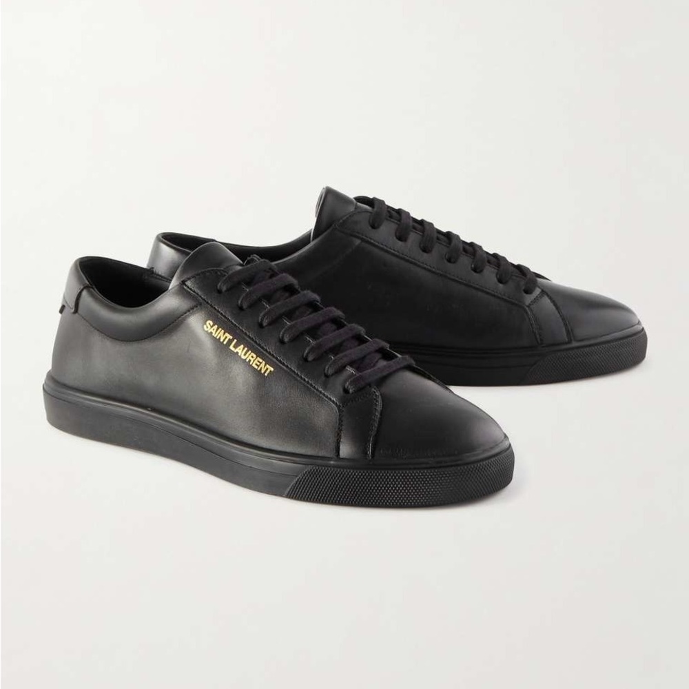 Saint Laurent Mens Andy Shoe Leather Size 12 Black EUC Retail $790.00 - Picture 3 of 13